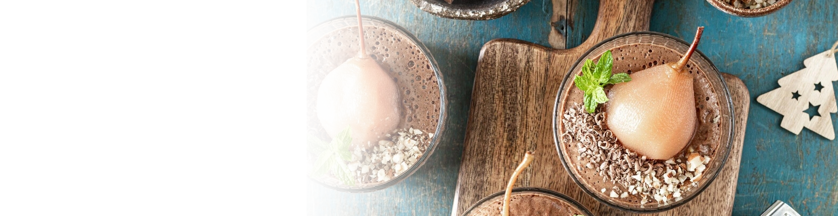 Poached Pears & Chocolate Mousse